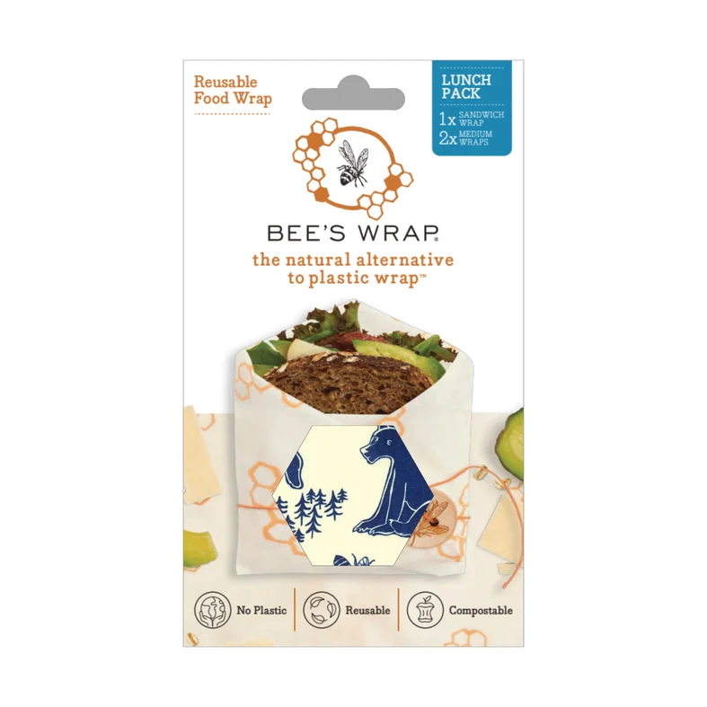 Bee's Wrap Lunch 3 Pack - Bees & Bears Print - Image 3
