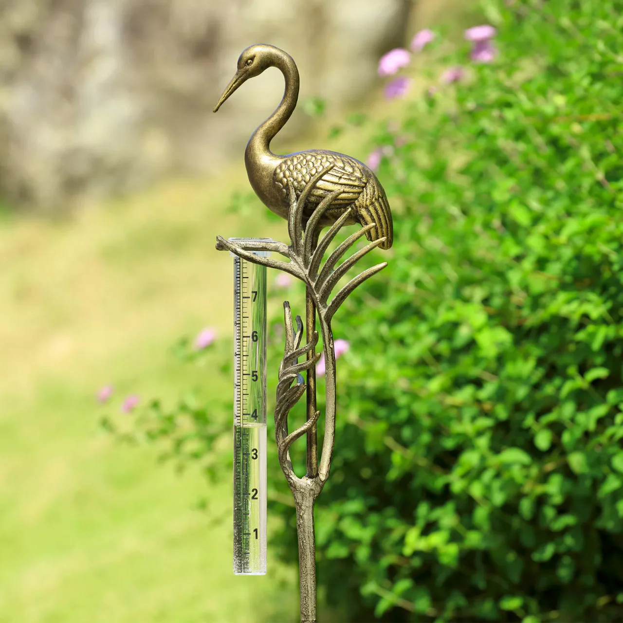 Crane Rain Gauge Garden Stake - Image 2
