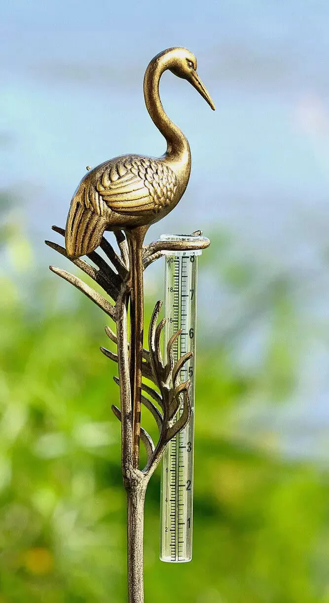 Crane Rain Gauge Garden Stake - Image 4