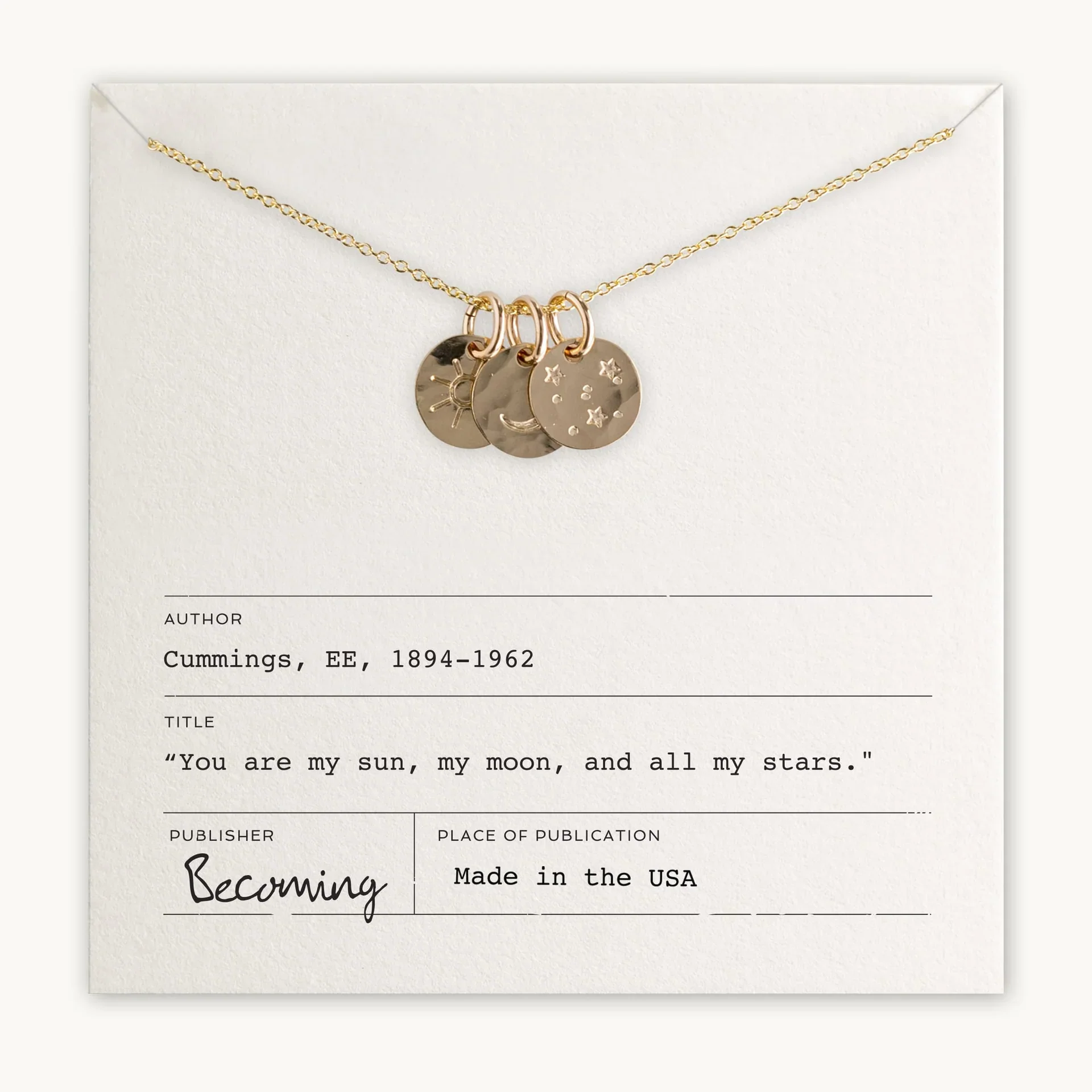 Cummings Sun Moon & Stars Necklace - Silver or Gold - Image 2