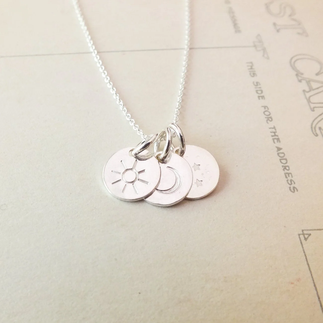 Cummings Sun Moon & Stars Necklace - Silver or Gold - Image 4