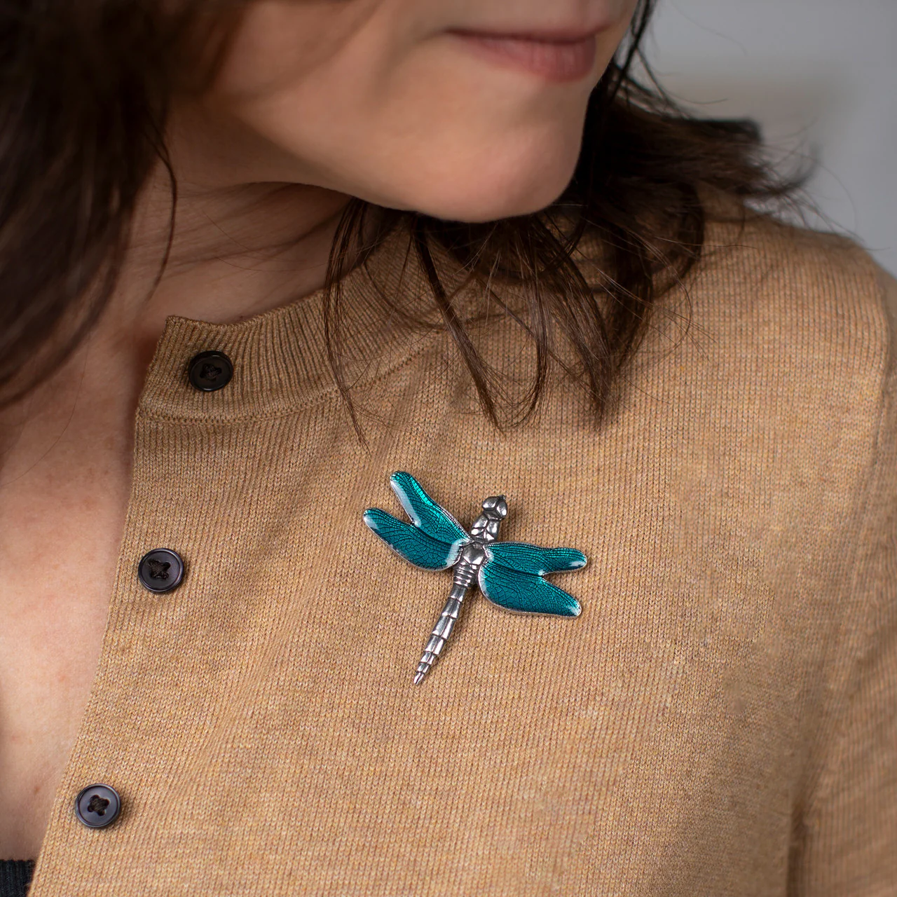 Dragonfly Teal Brooch - Image 4