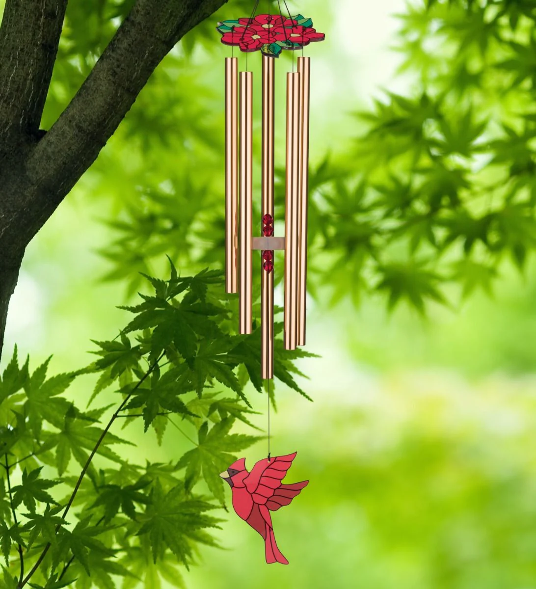 Floral Bird Chime 32" - Cardinal - Image 4