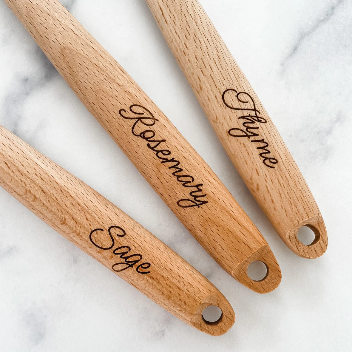 Herbs Wooden Cooking Utensil Set - Image 3