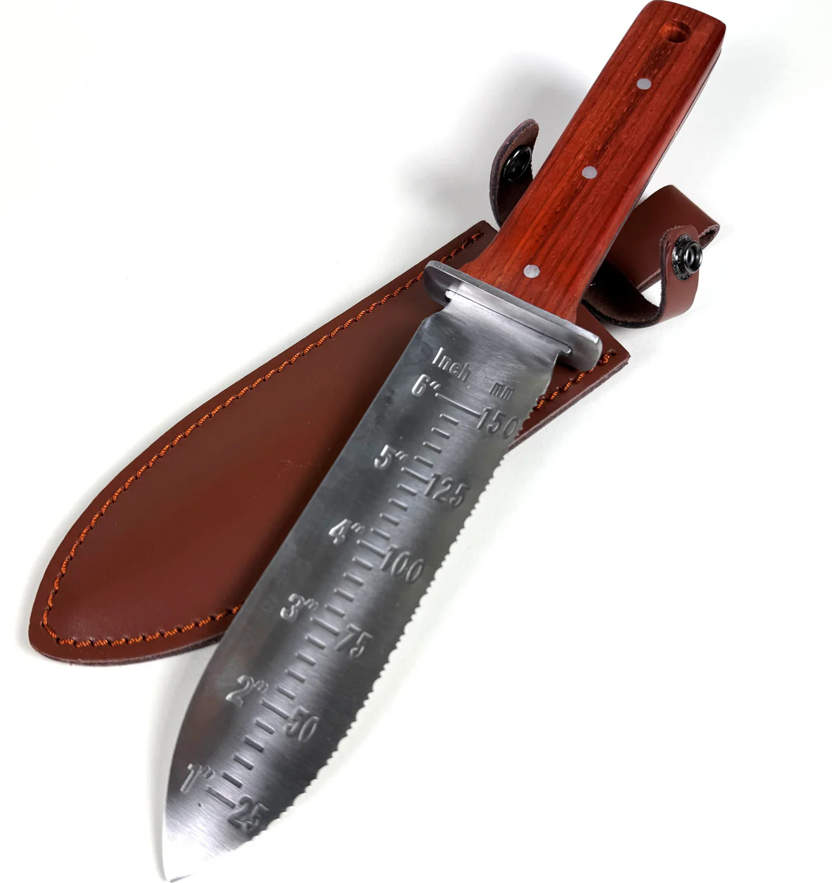 12.25" Hori Hori Japanese Gardening Knife with 7" Blade, Full Tang, Rosewood Handle - Image 3