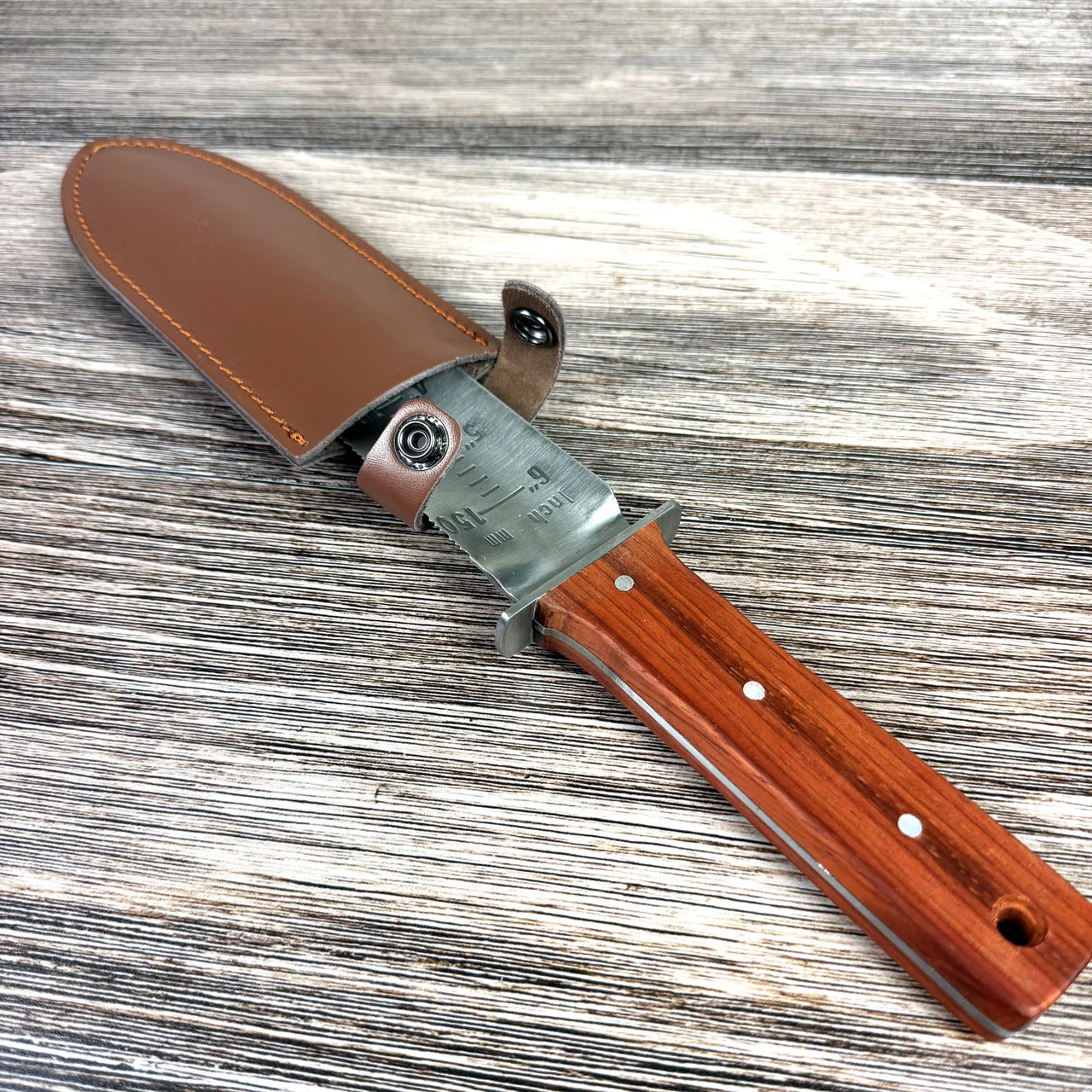 12.25" Hori Hori Japanese Gardening Knife with 7" Blade, Full Tang, Rosewood Handle - Image 4