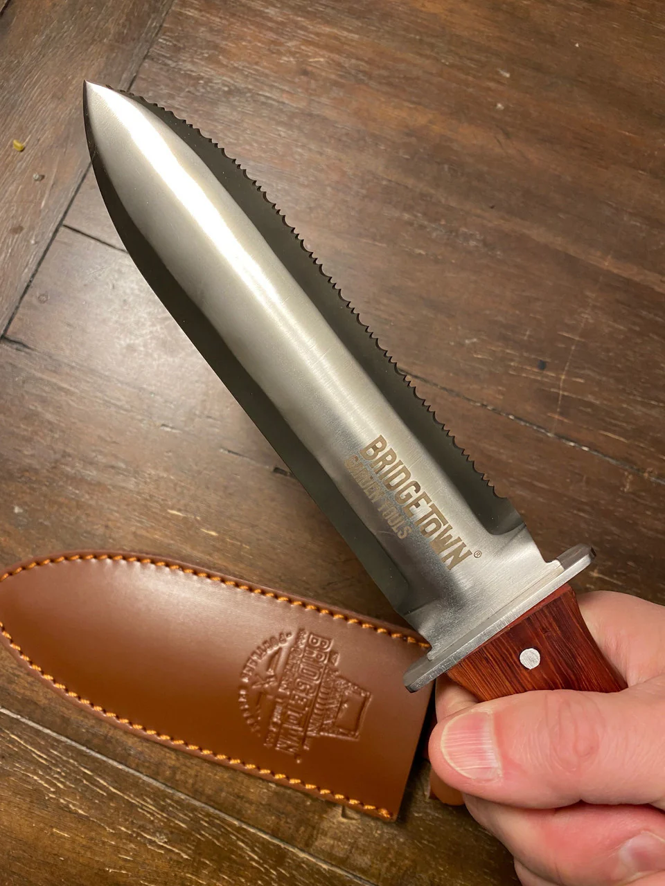 12.25" Hori Hori Japanese Gardening Knife with 7" Blade, Full Tang, Rosewood Handle - Image 9