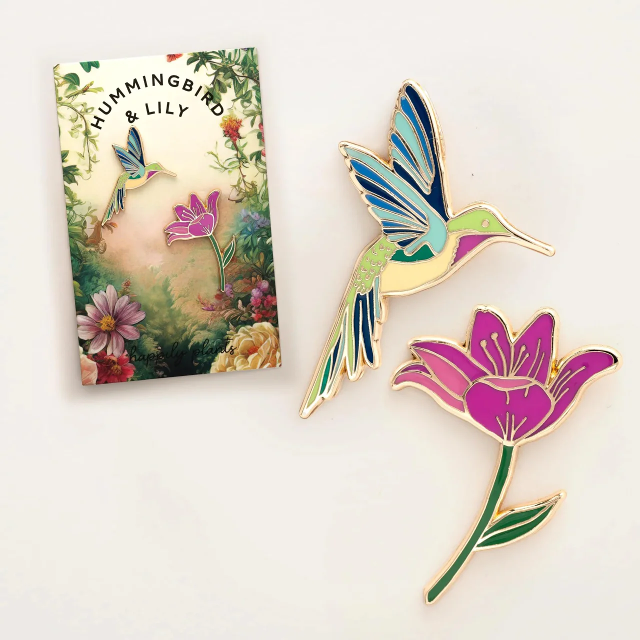 Hummingbird & Lily Pin Set - Image 3