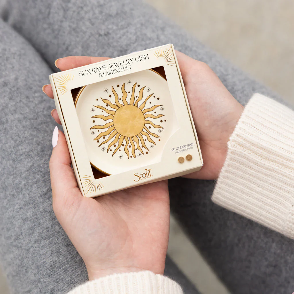 Jewelry Dish & Stud Earring Set - Sun Rays/Cream - Image 3