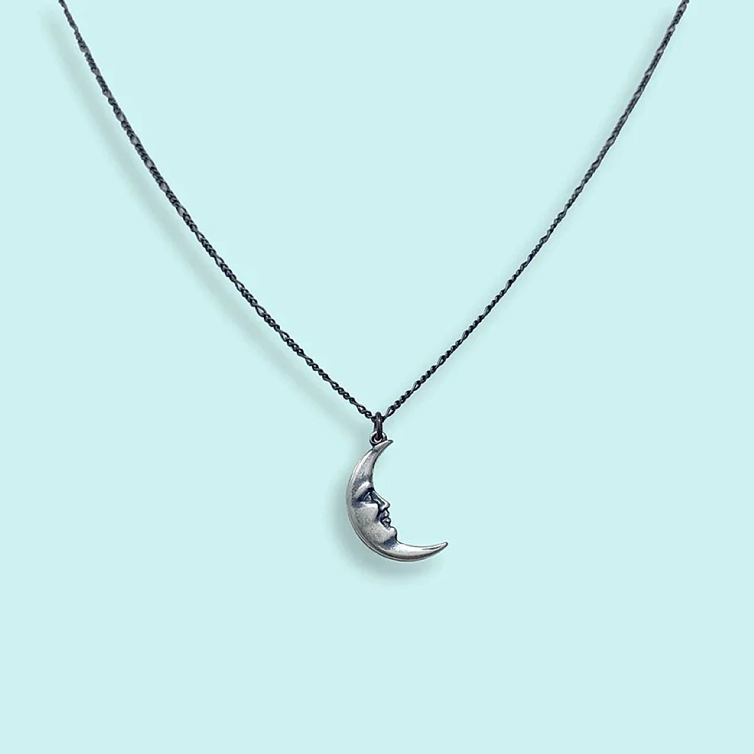 Man in the Moon Necklace - Silver or Gold - Image 3