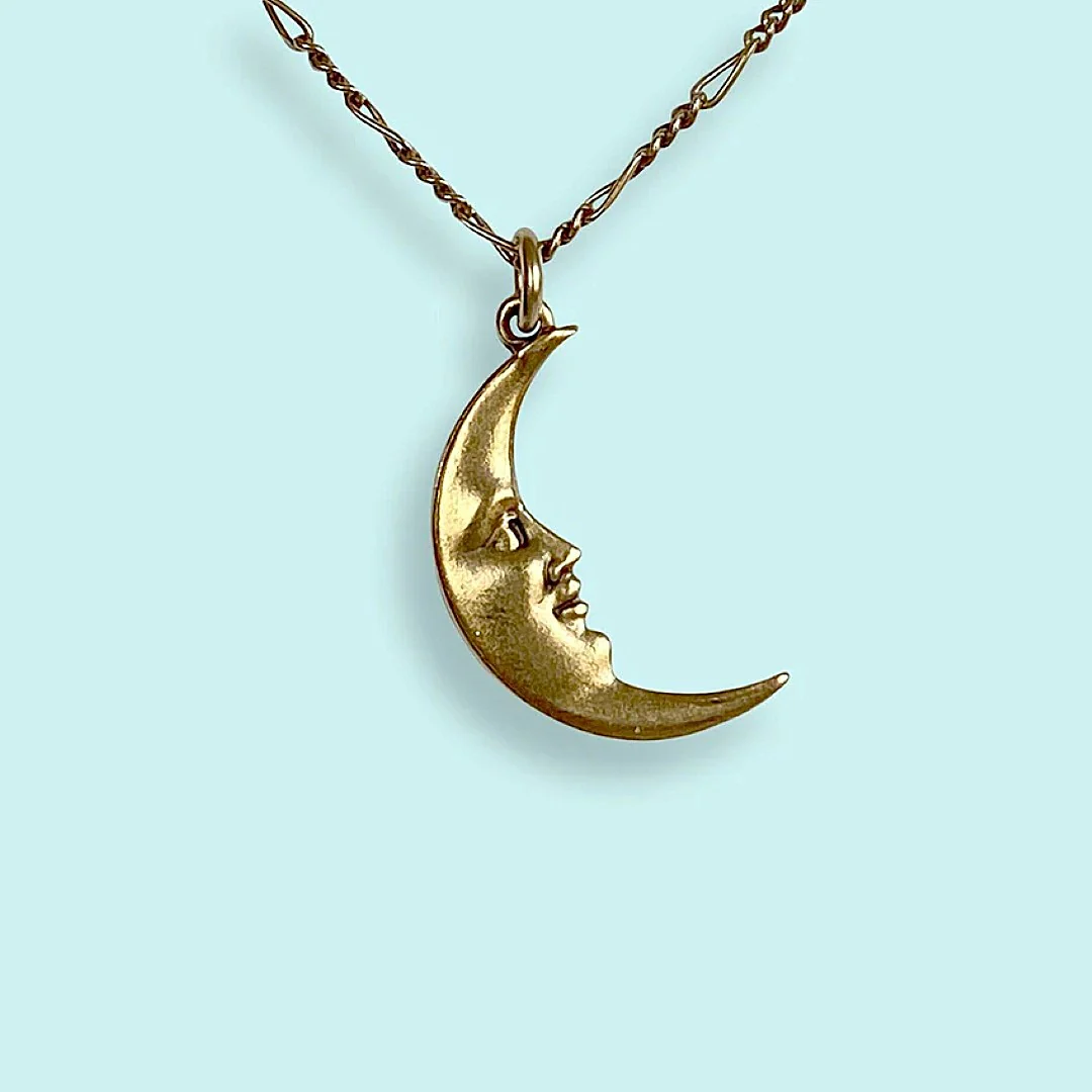 Man in the Moon Necklace - Silver or Gold - Image 4