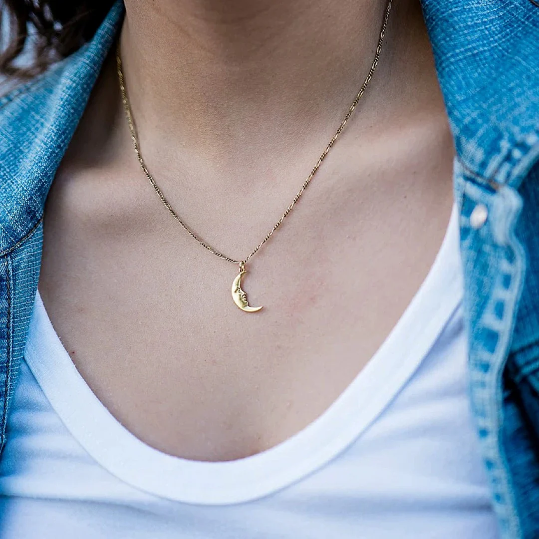 Man in the Moon Necklace - Silver or Gold - Image 5