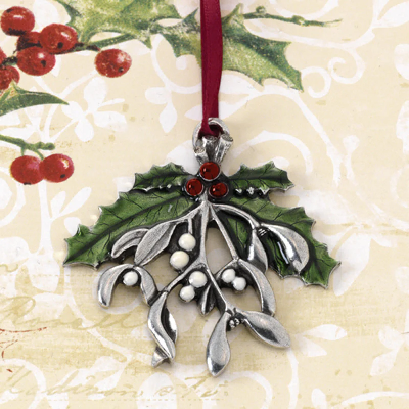 Mistletoe and Holly Pewter Ornament - Image 5