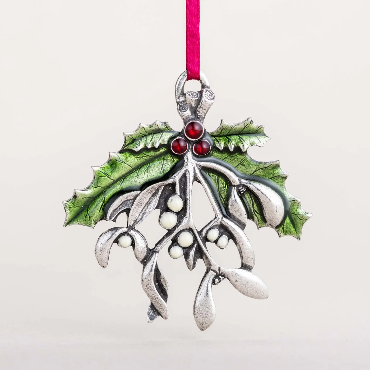 Mistletoe and Holly Pewter Ornament - Image 6