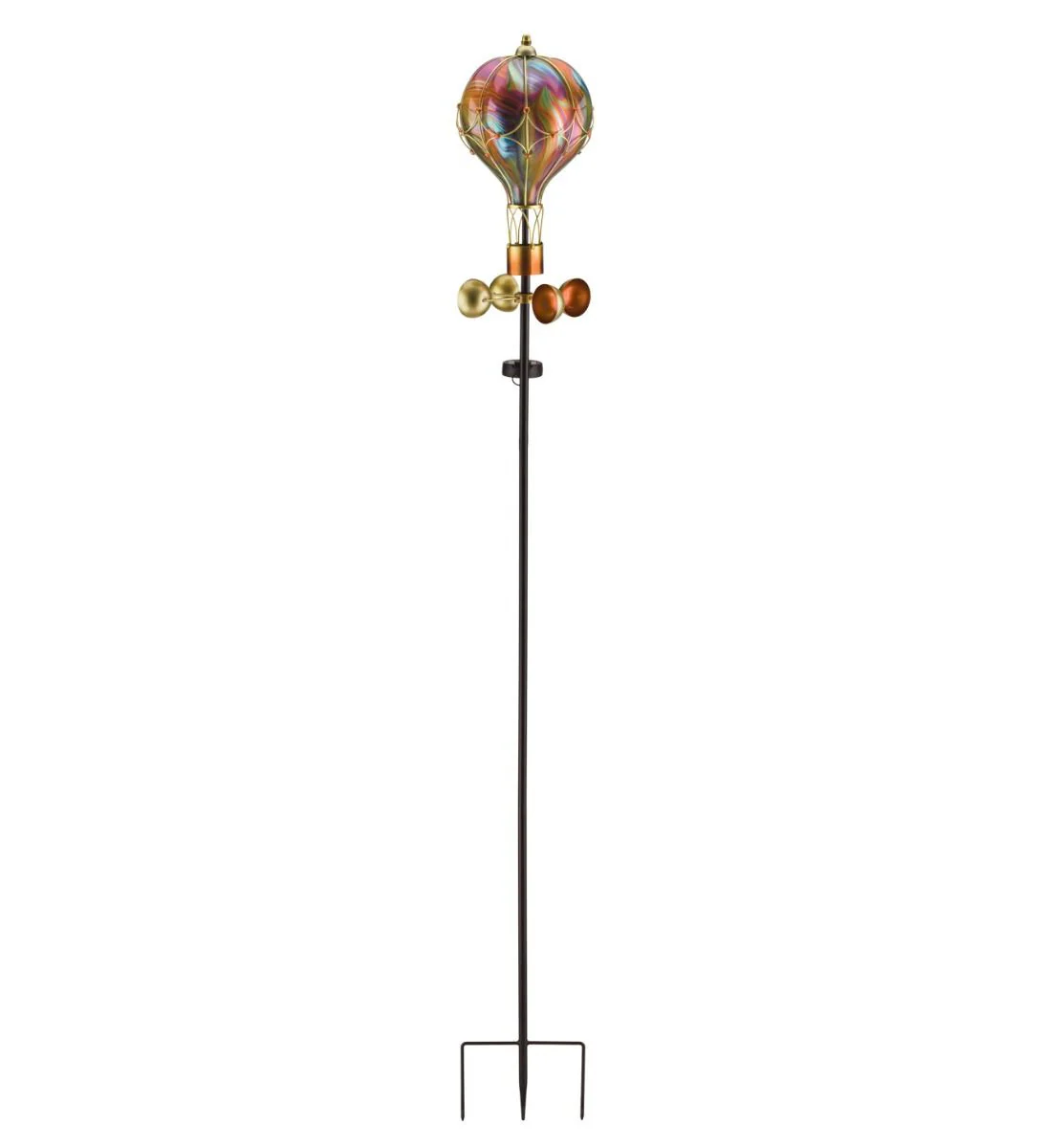 Swirl Balloon Spinner Solar Stake - Orange - Image 3