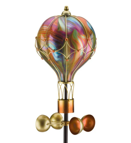 Swirl Balloon Spinner Solar Stake - Orange - Image 4