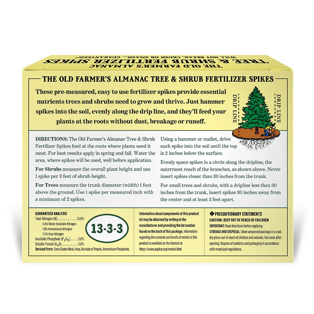 The Old Farmer's Almanac Tree & Shrub 13-3-3 Fertilizer Spikes (Box of 12 Spikes) - Image 6