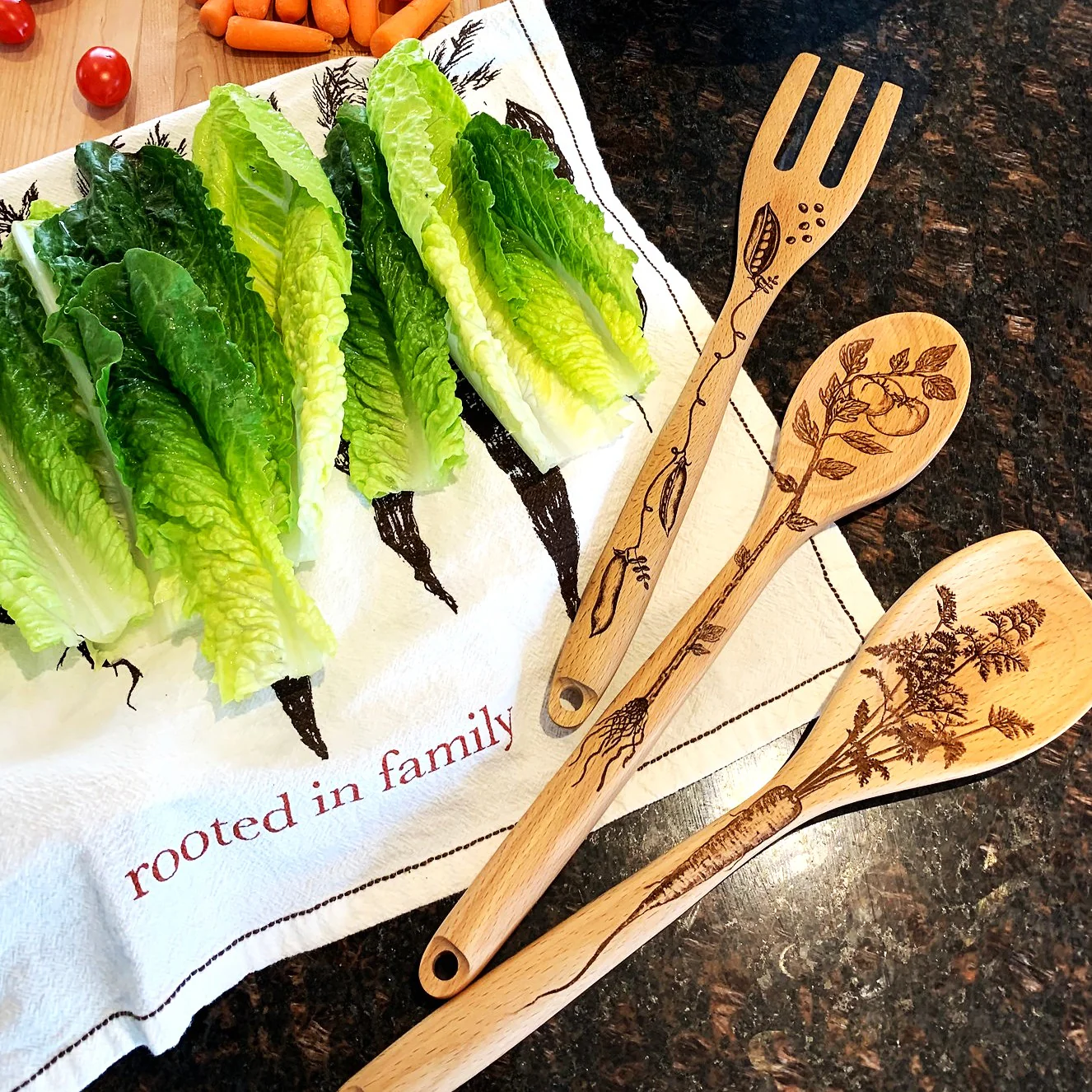 Veggie Wooden Cooking Utensil Set - Image 3