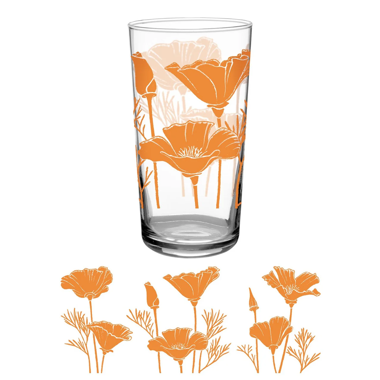 Vintage 16 oz Glass - Poppies - Image 3